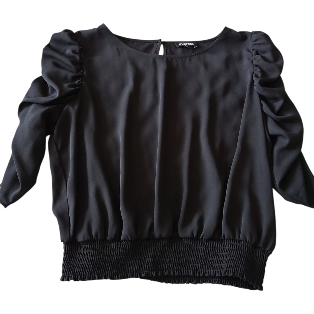 EXPRESS | 3/4 SLEEVE BLOUSE | BLACK |SIZE LARGE - Picture 2 of 12
